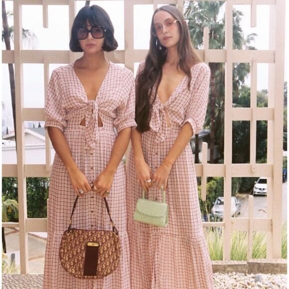 Faithfull The Brand Bow Tie Maple Midi Dress Size M / 6. NWOT - Picture 5 of 10